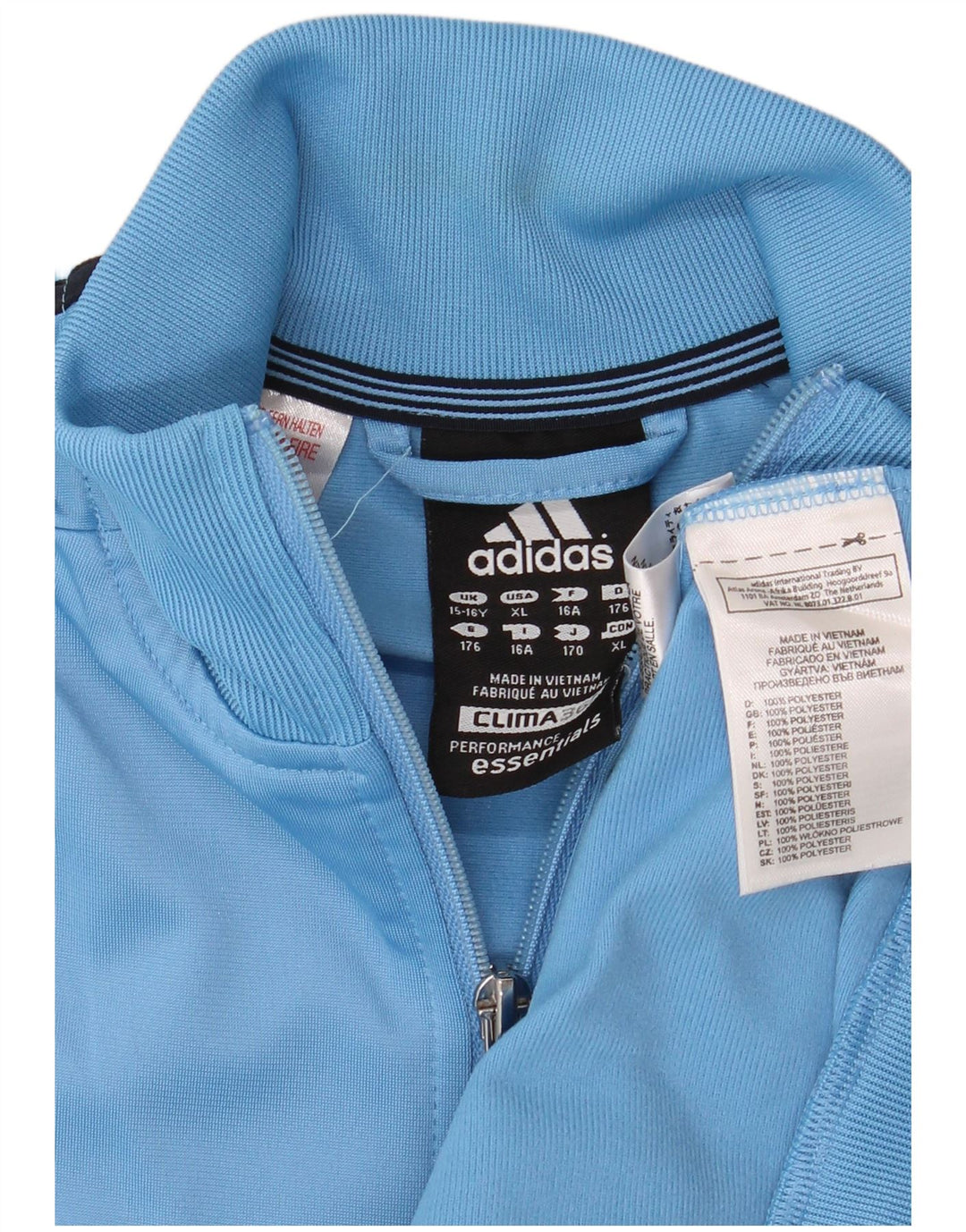 ADIDAS Jungen Clima 365 Trainingsanzug Top Jacke 15-16 Jahre Blaues Polyester
