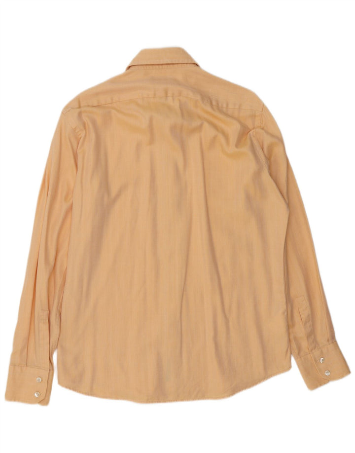 HUGO BOSS Herrenhemd Größe 41 16 Große beige Herringbone-Baumwolle