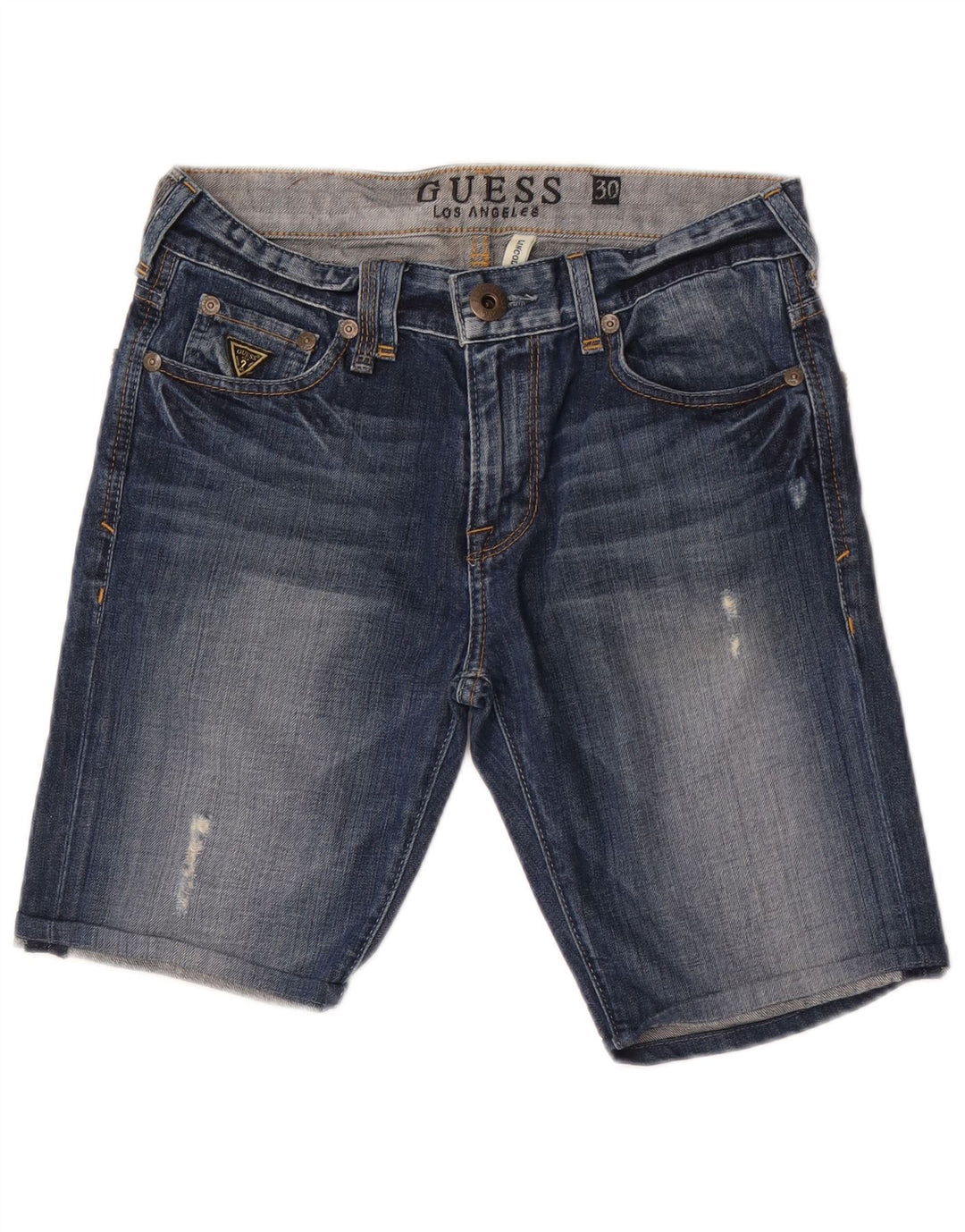 Guess Damen Lincoln Slim Denim Shorts W30 Mittelblaue Baumwolle
