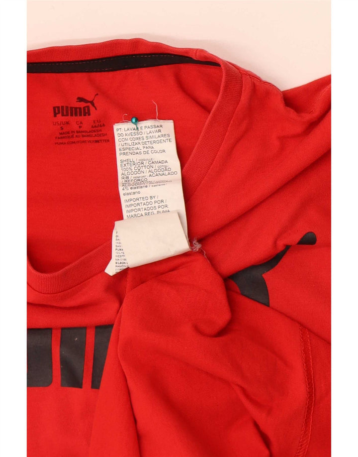 Puma Herren Grafik T-Shirt Top Small Rot Baumwolle