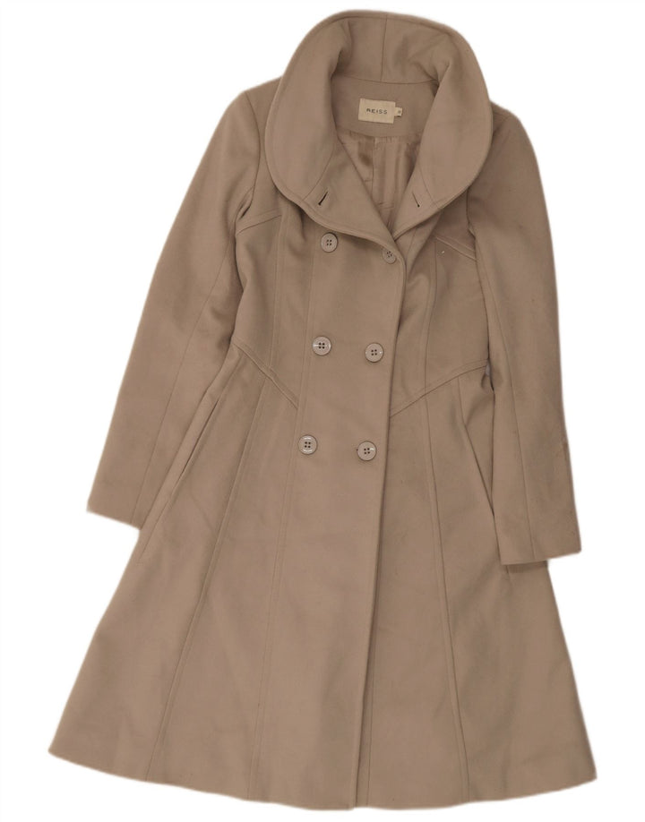 Reiss Zweireihiger Damenmantel UK 6 XS Beige Schurwolle