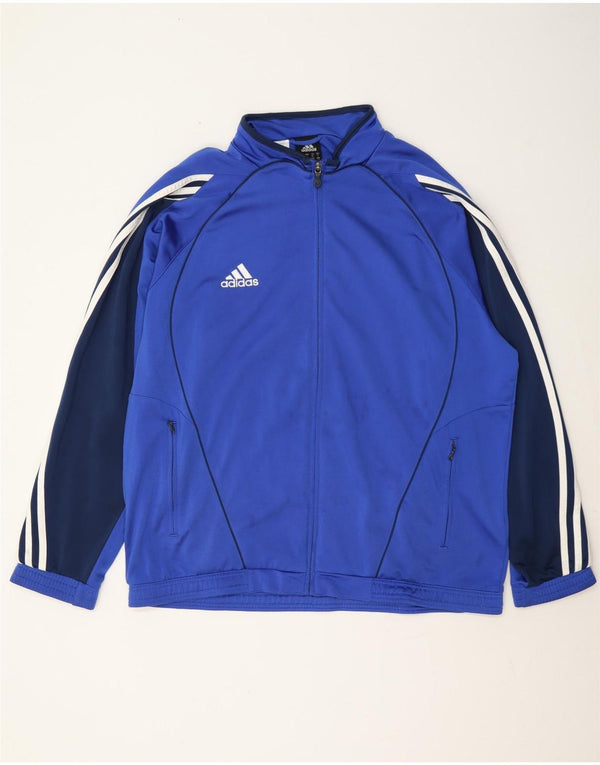 Adidas Herren-Trainingsanzugoberteil, UK-Größe 44/46, großes blaues Colourblock-Polyester