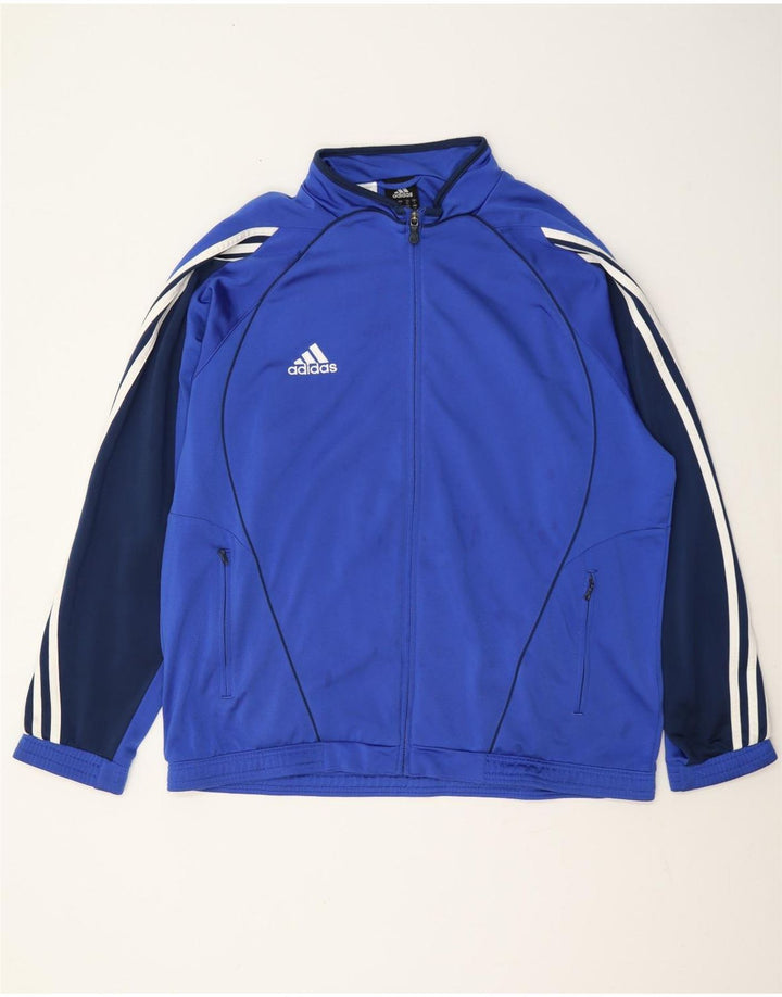 Adidas Herren-Trainingsanzugoberteil, UK-Größe 44/46, großes blaues Colourblock-Polyester
