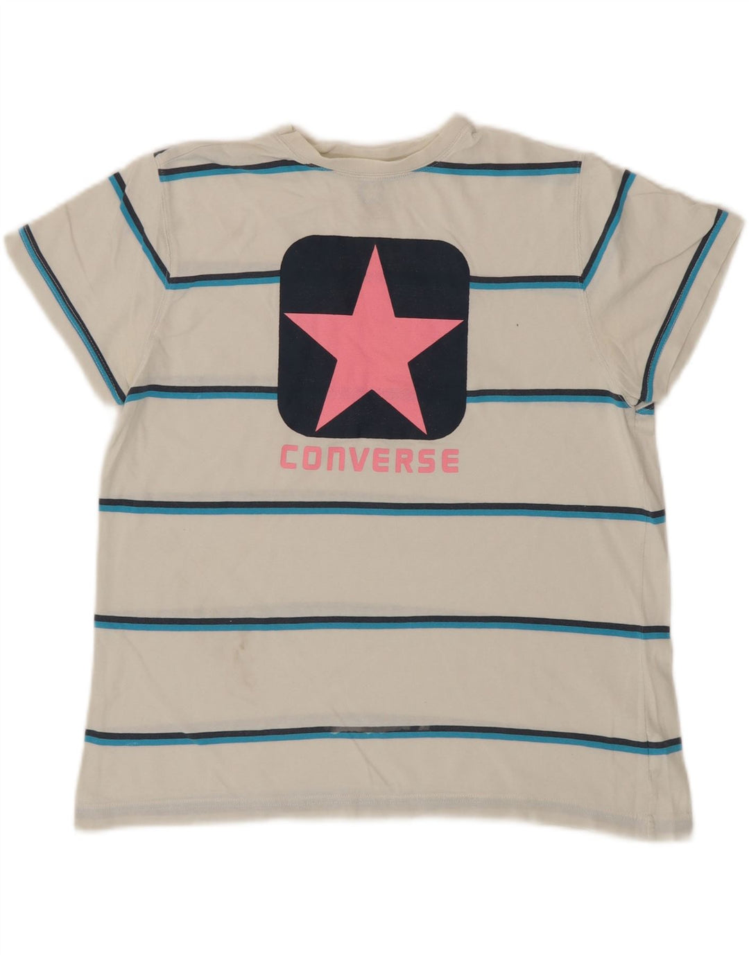 CONVERSE Womens Graphic T-Shirt Top UK 10 Small Off White Striped