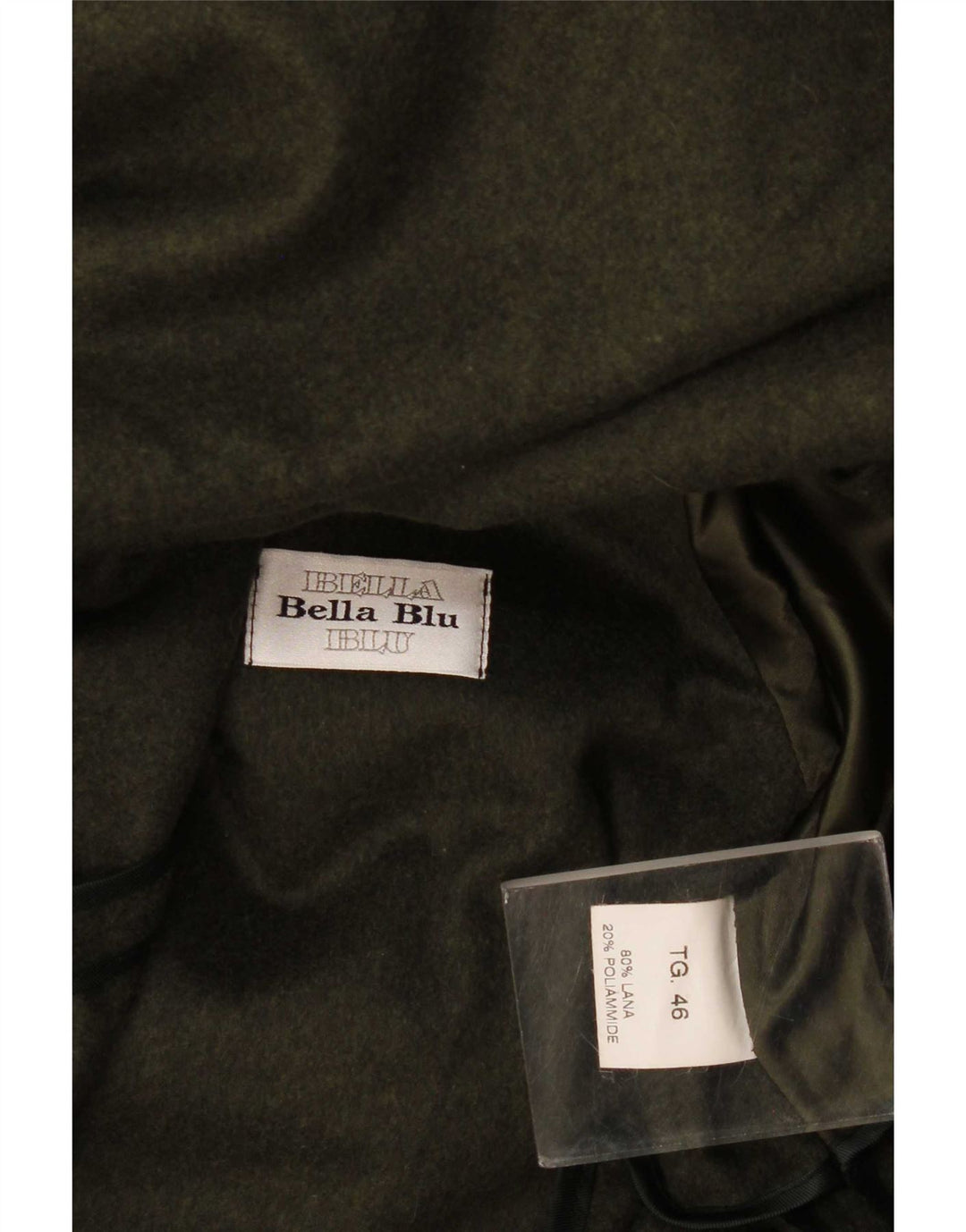 Bella Blu Damen Mantel IT 46 Large Khaki Wolle