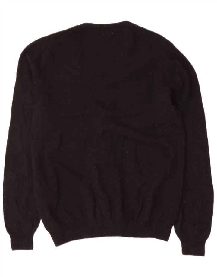 BENETTON Damen-Cardigan-Pullover UK 18 XL Schwarze Merinowolle