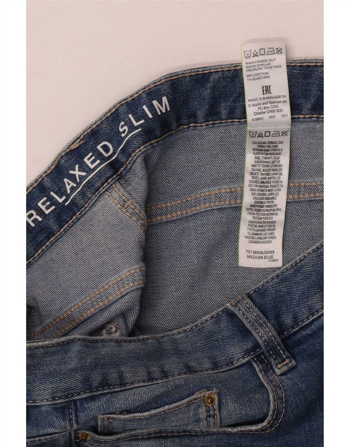 Marks & Spencer Damen Slim Jeans UK 12 Medium W32 L28 Blau geblümt