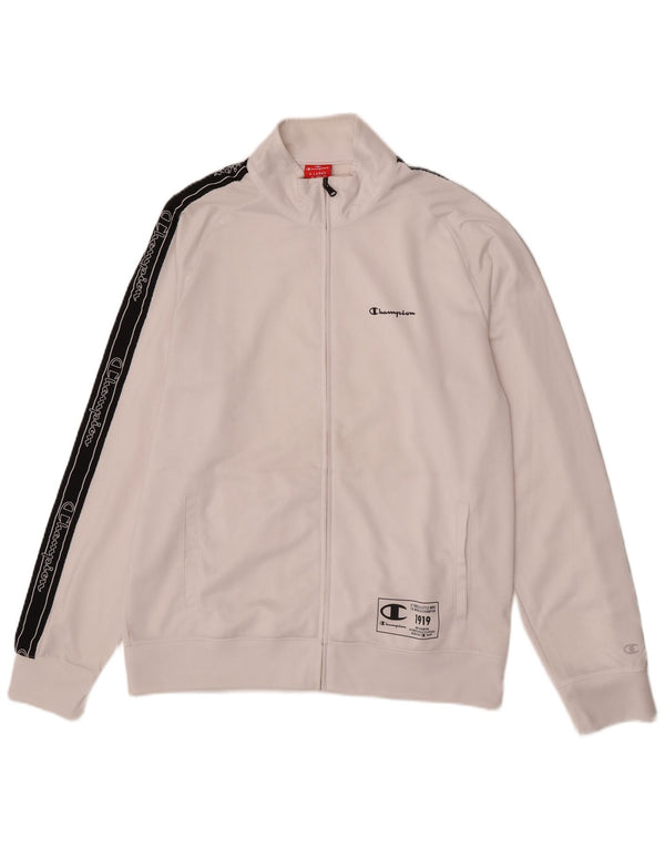 Champion Herren-Trainingsanzugoberteil mit Grafik, XL, Weiß, Farbblock