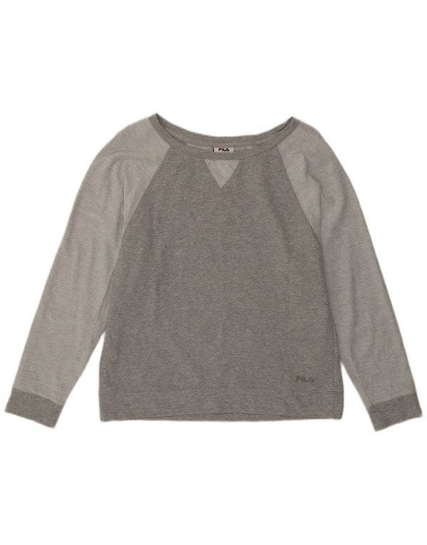 Fila Damen-Sweatshirt-Pullover UK 12 Mittelgrauer Farbblock