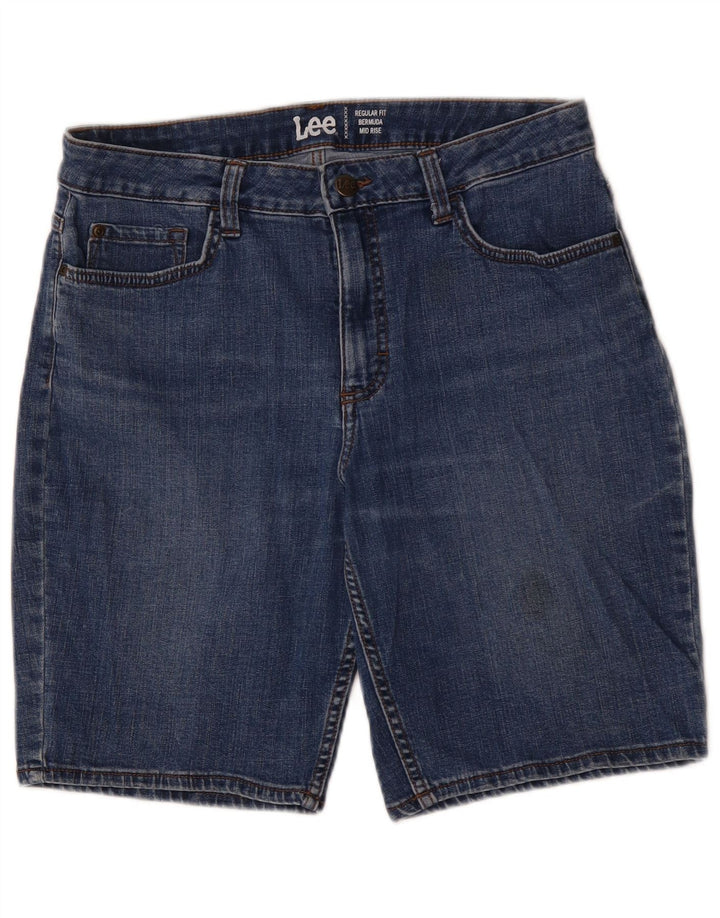 LEE Damen-Bermuda-Jeansshorts mit mittelhohem Bund und normaler Passform, W32, Größe L, Blau