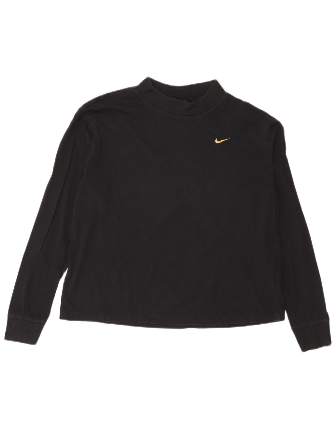 Nike Damen Top Langarm UK 10 Small Schwarz Baumwolle