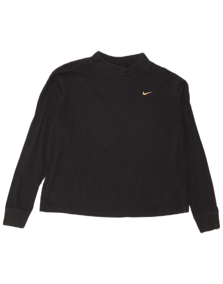 Nike Damen Top Langarm UK 10 Small Schwarz Baumwolle