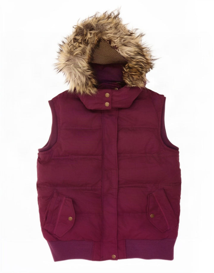 Fat Face wattierte Damen-Weste mit Kapuze, UK 12, mittelbraun, Polyester