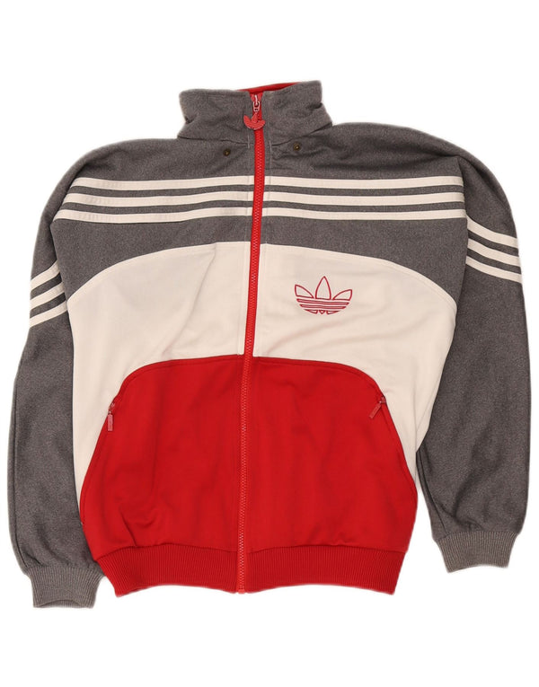 Adidas Jungen-Trainingsanzug-Top-Jacke, 13–14 Jahre, graues Colourblock-Polyester