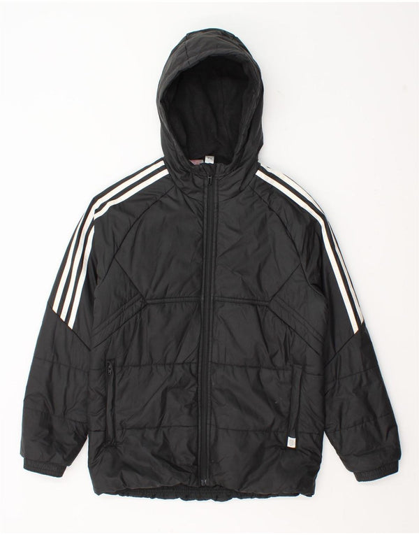 Adidas Jungen wattierte Jacke mit Kapuze, 11–12 Jahre, schwarzes Polyester