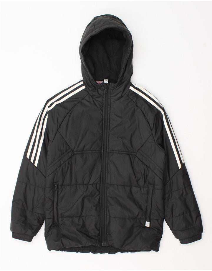 Adidas Jungen wattierte Jacke mit Kapuze, 11–12 Jahre, schwarzes Polyester