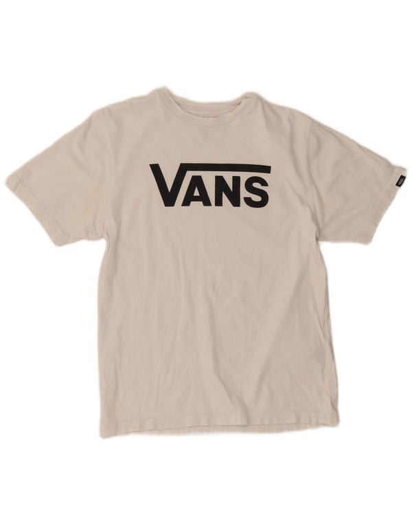 Vans Jungen-T-Shirt mit klassischer Passform und Grafik, 12–13 Jahre, Größe L, weiße Baumwolle