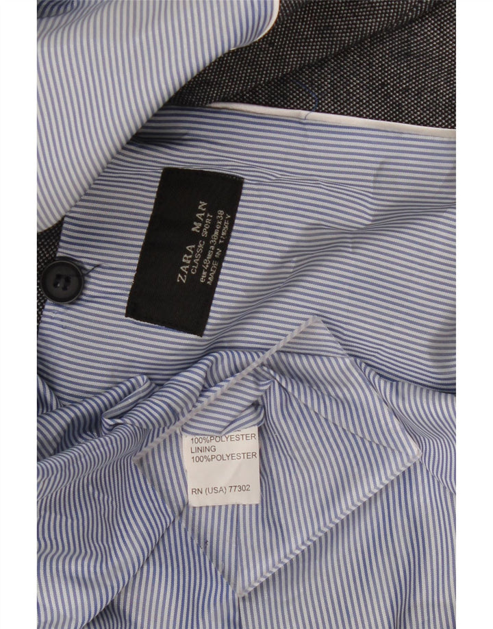 ZARA Herren-Blazer mit 2 Knöpfen, EU 48, mittelgraues Polyester