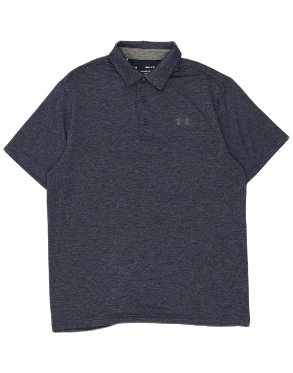 Under Armour Mens Polo Shirt Medium Navy Blue Flecked Polyester