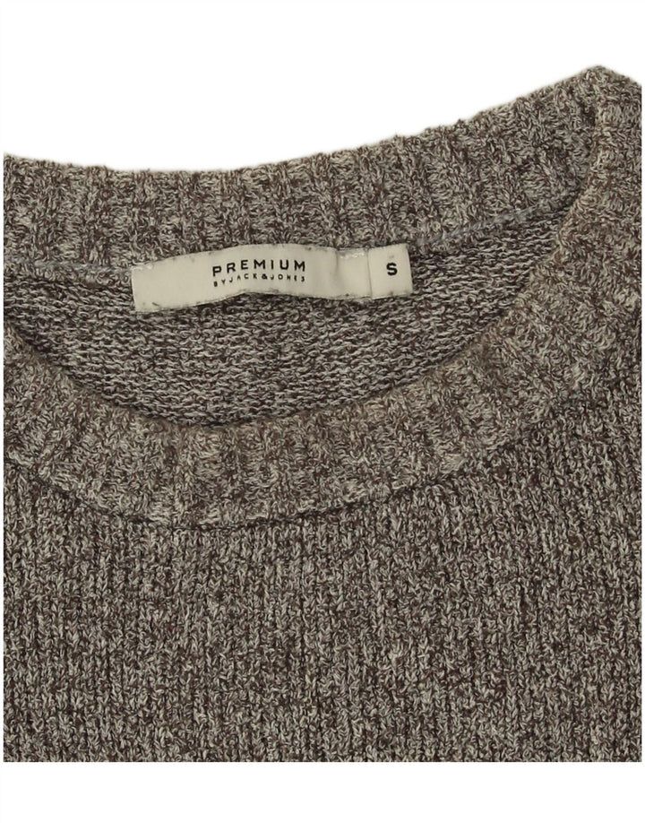 Jack & Jones Herren-Pullover mit Rundhalsausschnitt, Größe S, graue Baumwolle