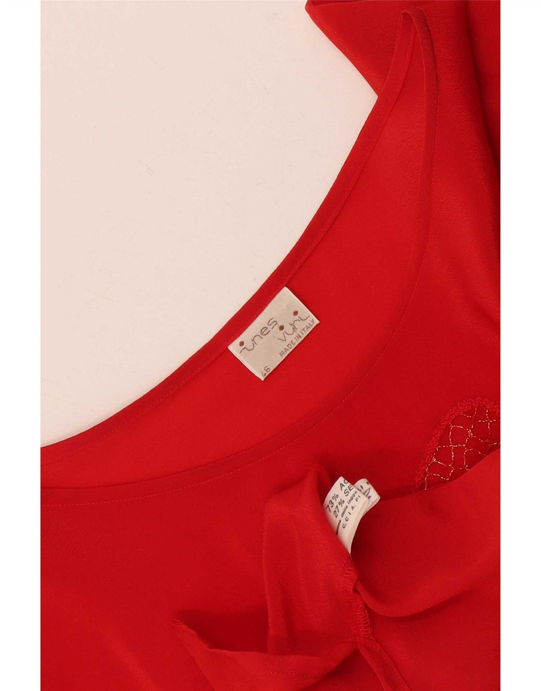 Ines Damen Blusentop IT 46 Großes rotes Blumenmuster aus Acetat