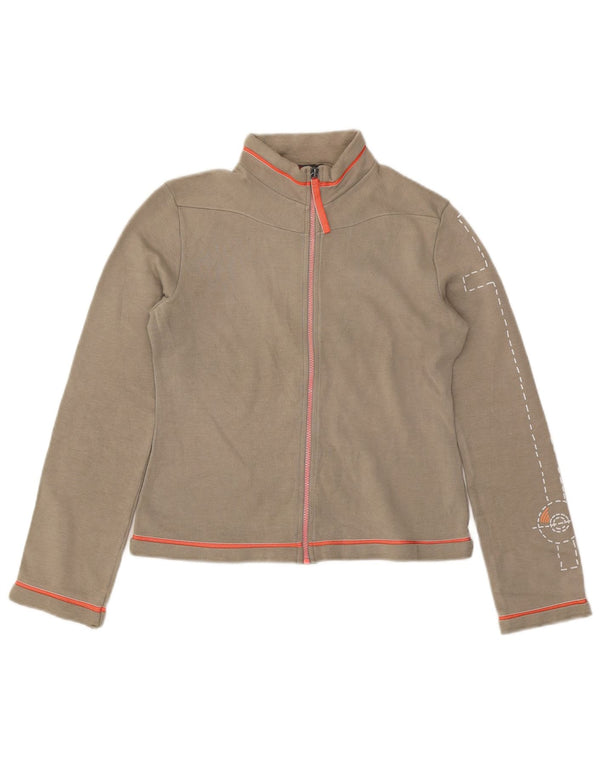 Diesel Womens Graphic Trainingsanzug Top Jacke UK 14 Large Grau Polyester