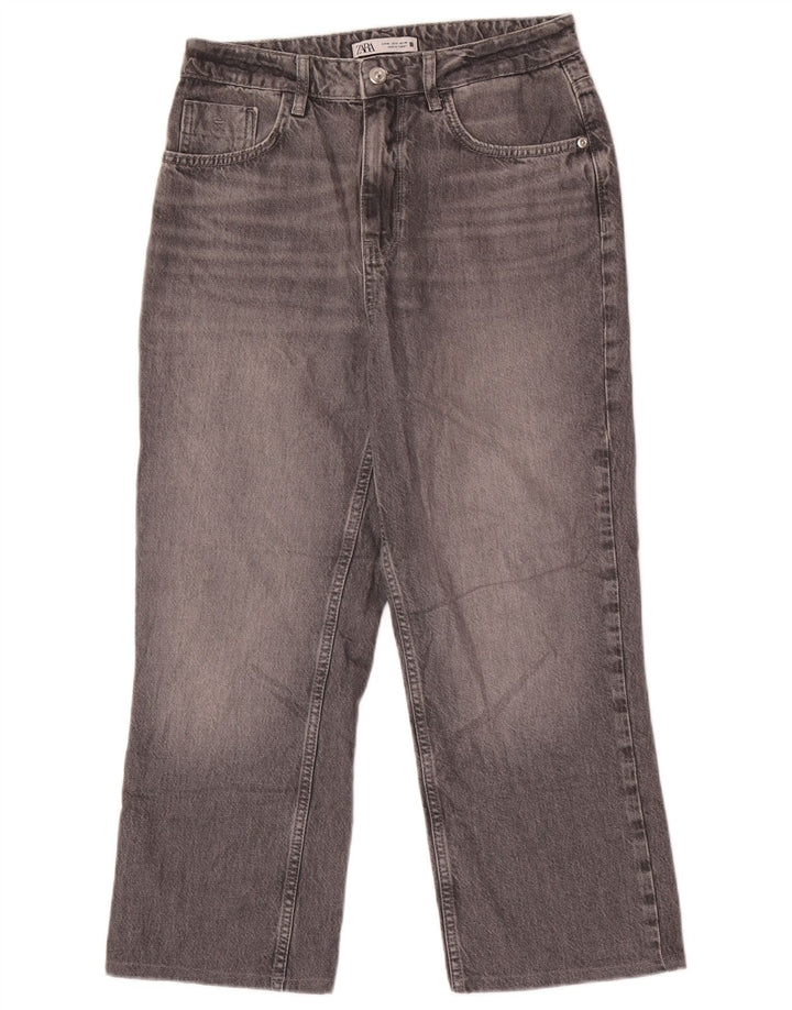 Zara Damen-Cropped-Jeans, EU 40, mittelgroß, W30, L25, graue Baumwolle