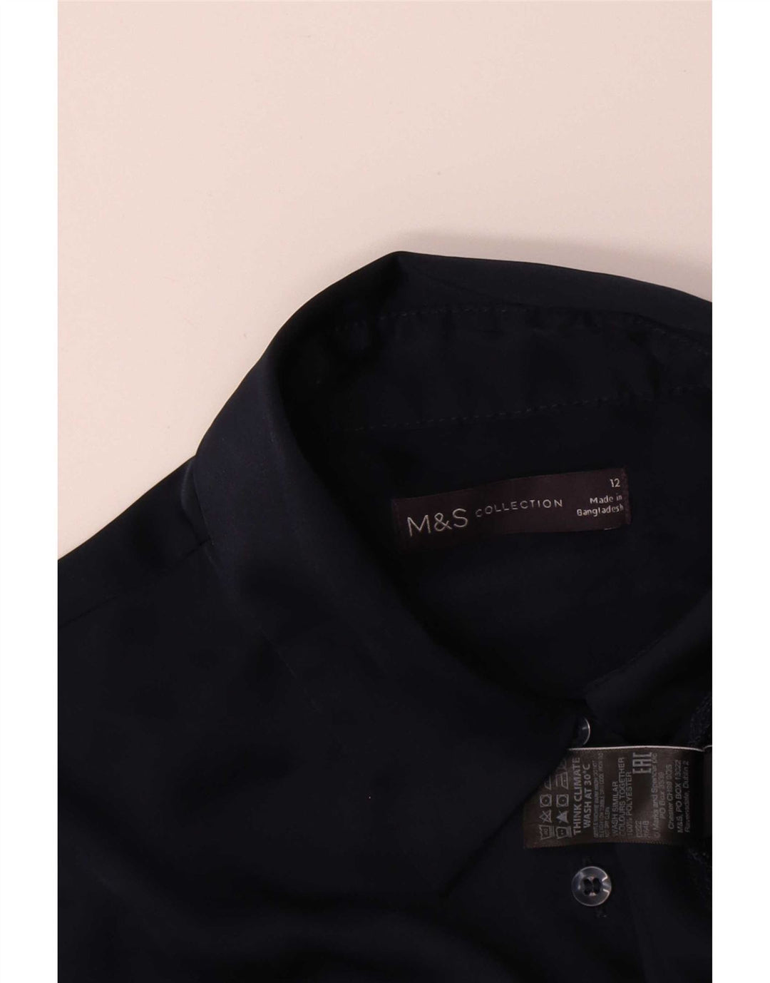 Marks & Spencer Damen Kurzarm-Hemdbluse UK 12 Medium Marineblau