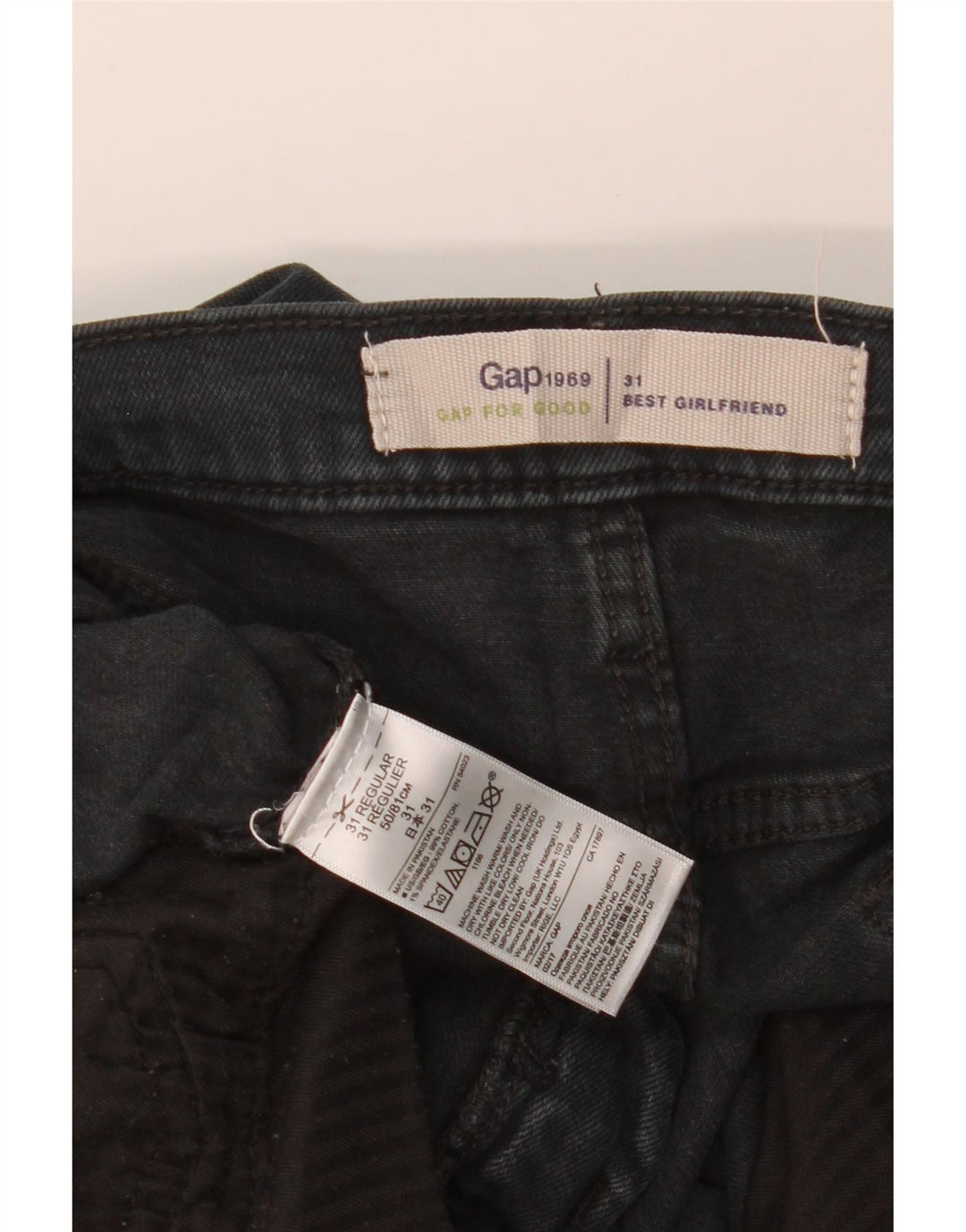 GAP Damen Girlfriend Slim Jeans W31 L27 Schwarze Baumwolle