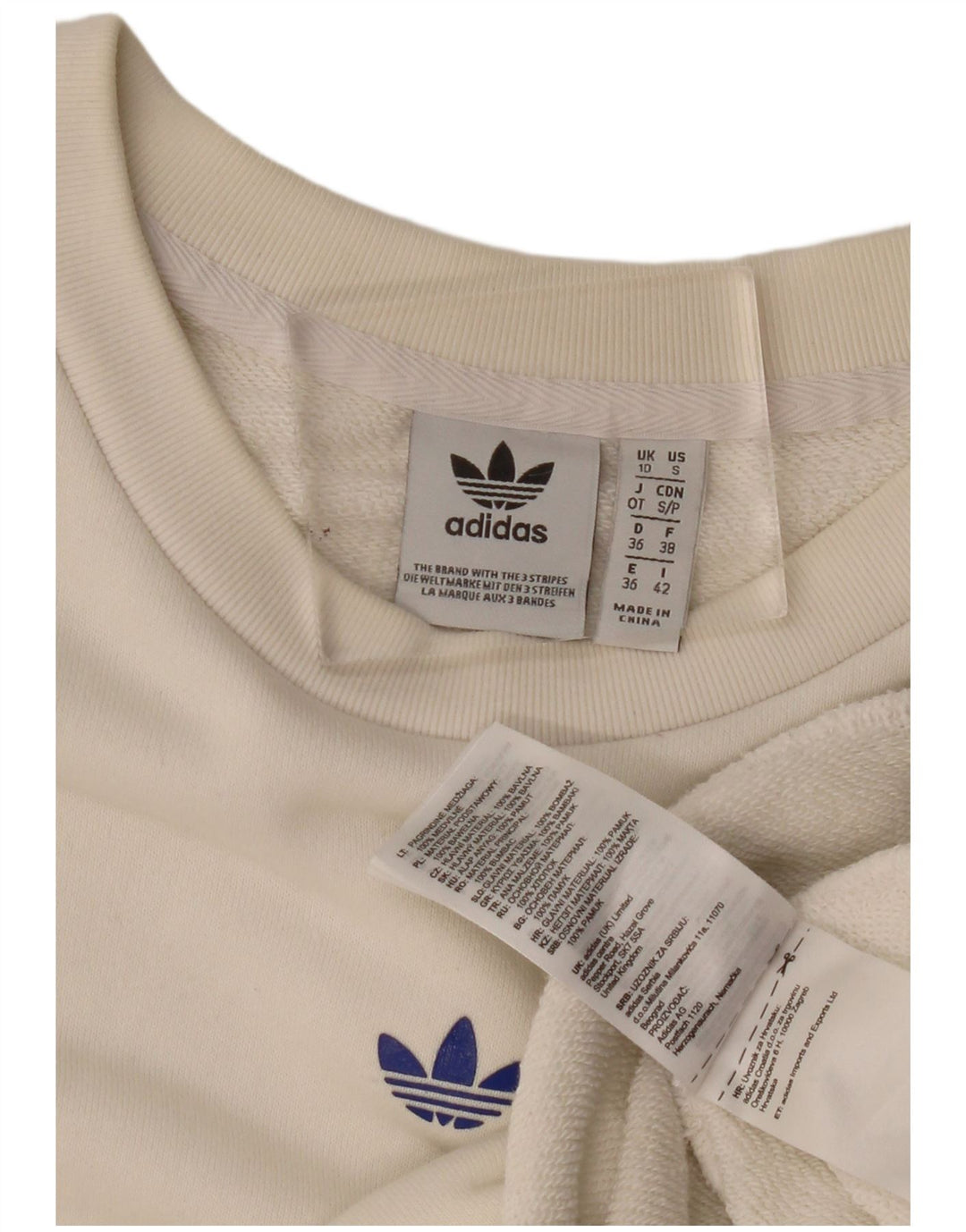 Adidas Damen Graphic Oversized Sweatshirt Pullover UK 10 Small Off White