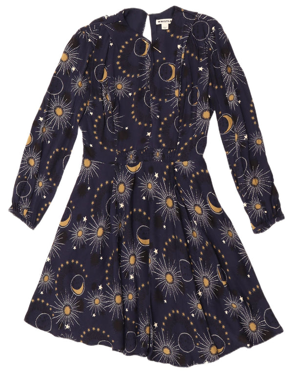 Whistles Damen-Langarmkleid in A-Linie, Gr. 6, XS, Marineblau, Viskose mit Blumenmuster