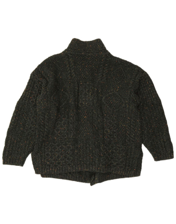 Vintage Damen Cardigan Pullover UK 16 Große grün gefleckte Wolle