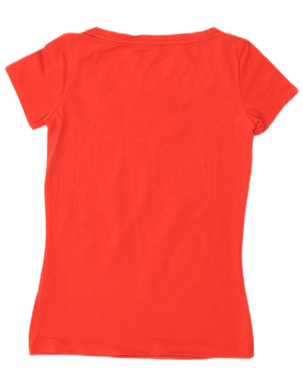 CALVIN KLEIN JEANS Damen Grafik T-Shirt Top UK 8 Small Rote Baumwolle