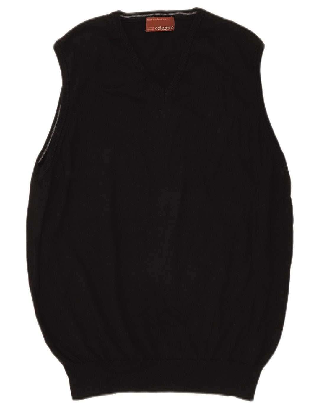 Marks & Spencer Herren Weste Tank Top Medium Schwarz Merinowolle
