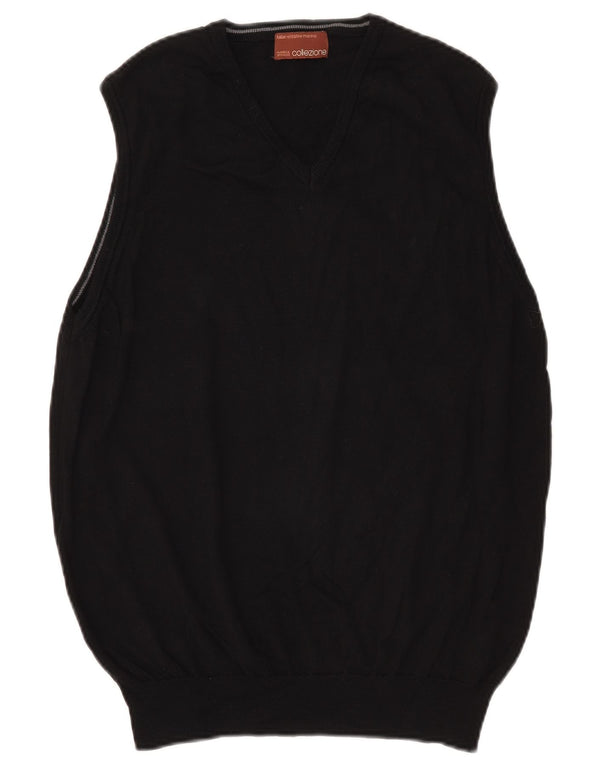 Marks & Spencer Herren Weste Tank Top Medium Schwarz Merinowolle