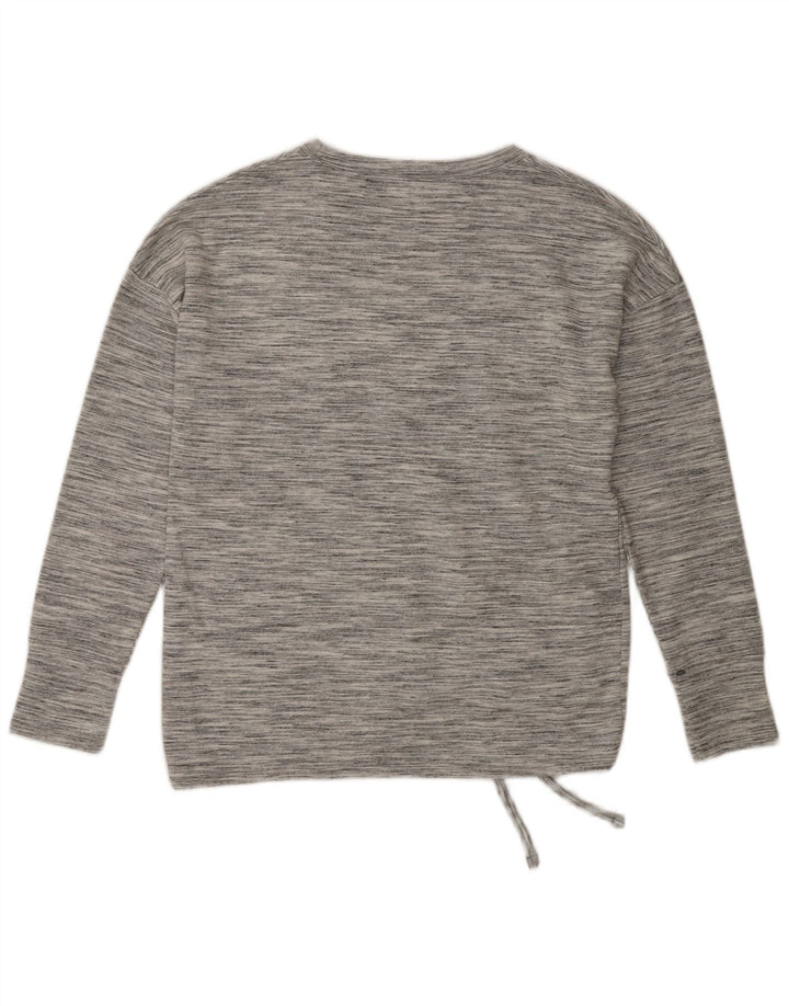 Reebok Damen Übergroßes Top Langarm UK 10 Small Grau geflecktes Polyester