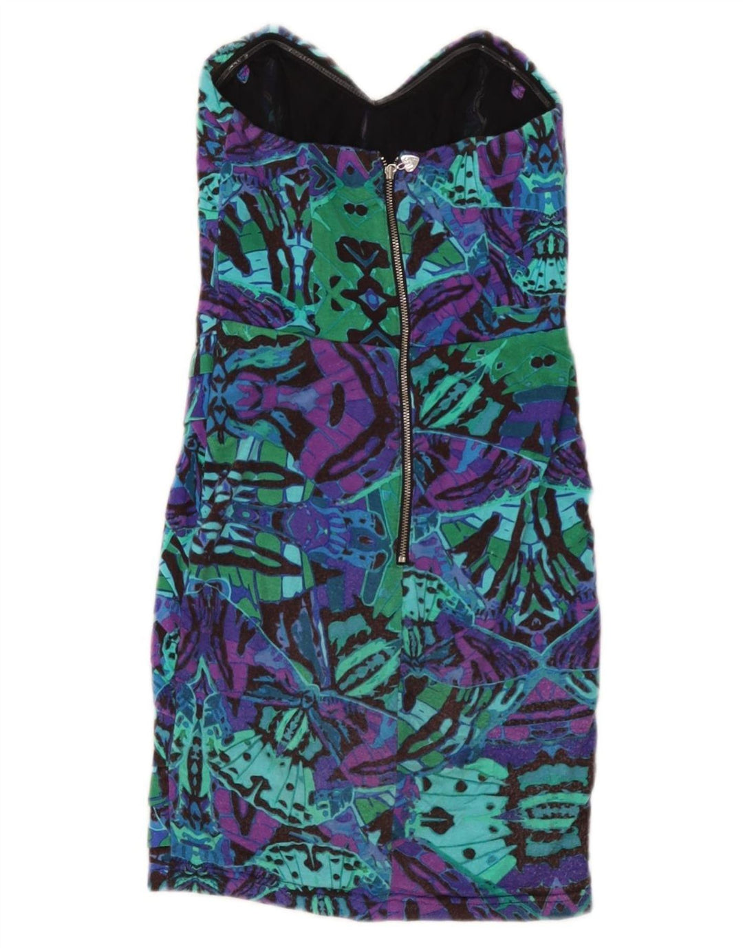 Lipsy Damen trägerloses Kleid UK 8 Small Mehrfarbige geometrische Viskose