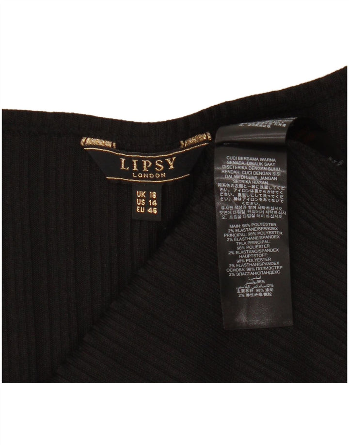 Lipsy Damen ärmelloses Blusenoberteil UK 18 XL Schwarz Polyester