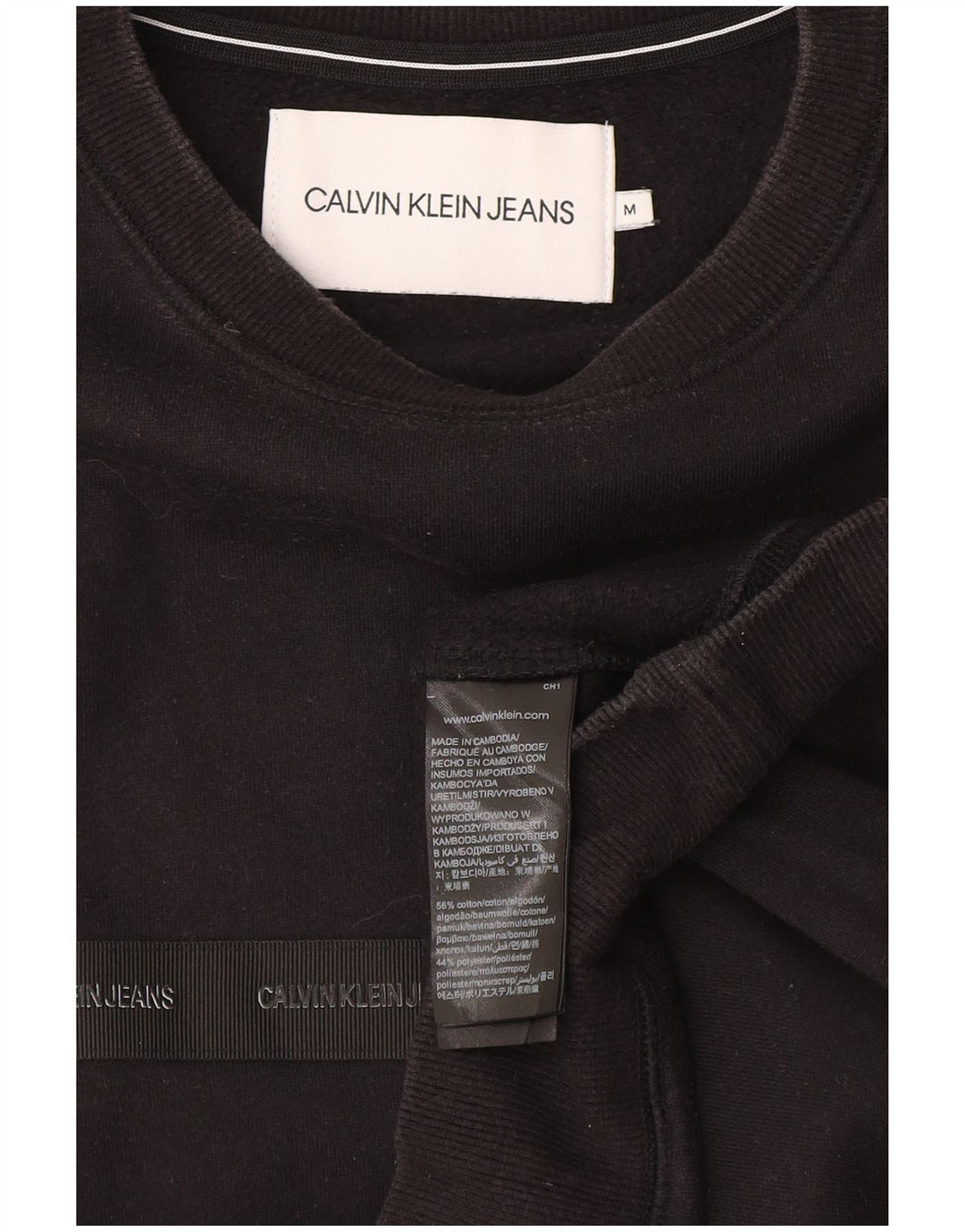 Calvin Klein Herren Grafik-Sweatshirt-Pullover aus mittelschwarzer Baumwolle