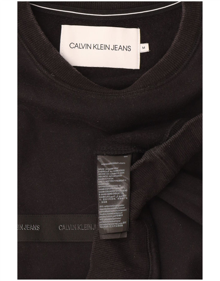 Calvin Klein Herren Grafik-Sweatshirt-Pullover aus mittelschwarzer Baumwolle