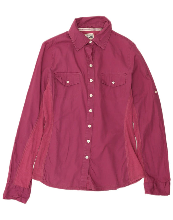 CONVERSE Damen One Star Shirt UK 10 Small Pink Colourblock Baumwolle