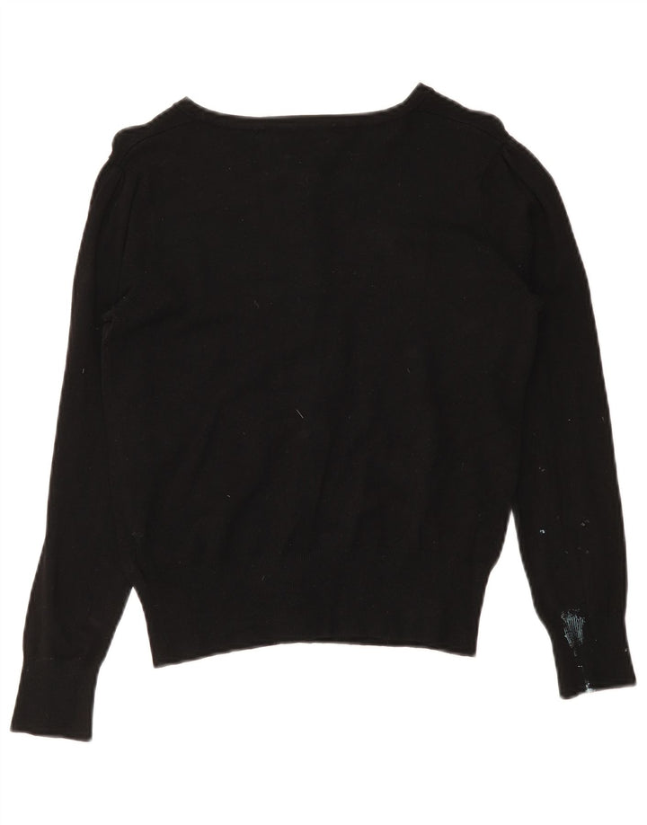 MARKS & SPENCER Damen Crop Cardigan Pullover UK 8 Small Schwarze Viskose