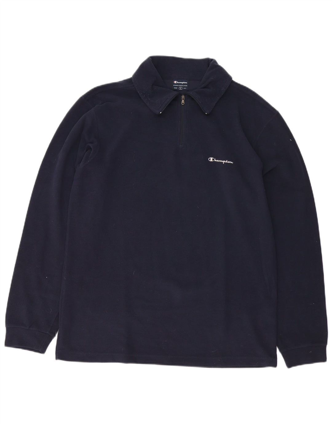 Champion Herren-Fleecepullover mit Reißverschluss am Hals, groß, marineblaues Polyester