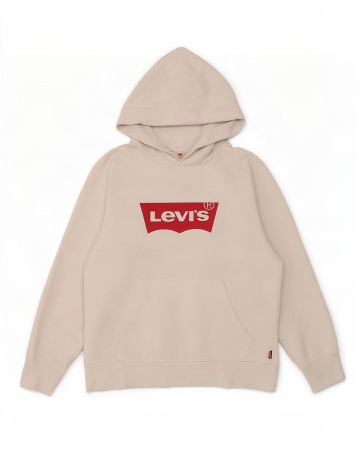 Levi's Herren-Pullover mit grafischem Kapuzenpullover, groß, aus weißer Baumwolle