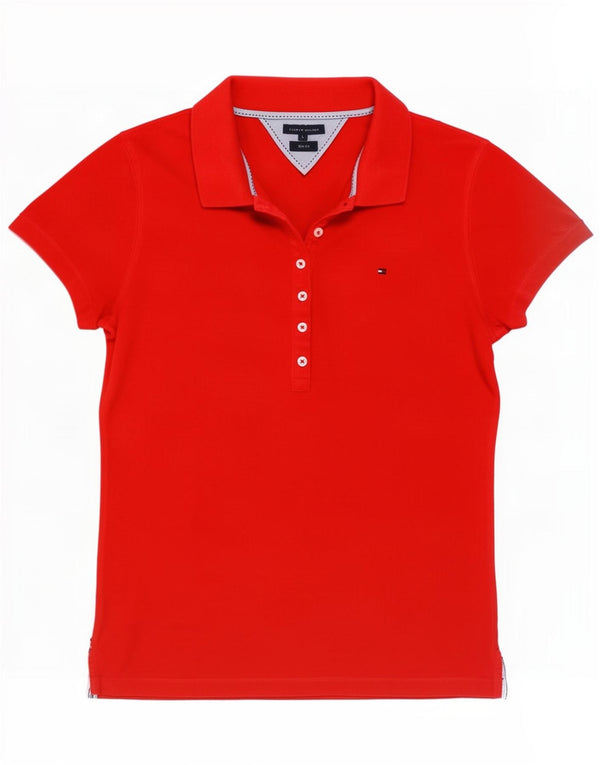 Tommy Hilfiger Damen Slim Fit Poloshirt UK 16 Large Rot