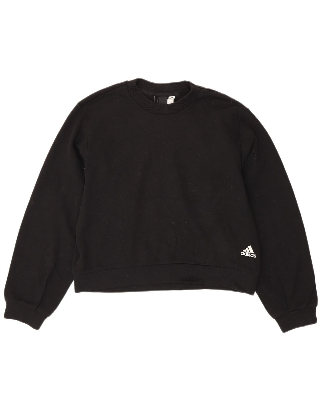 ADIDAS Damen Crop Oversized Sweatshirt Pullover UK 8/10 Small Schwarz