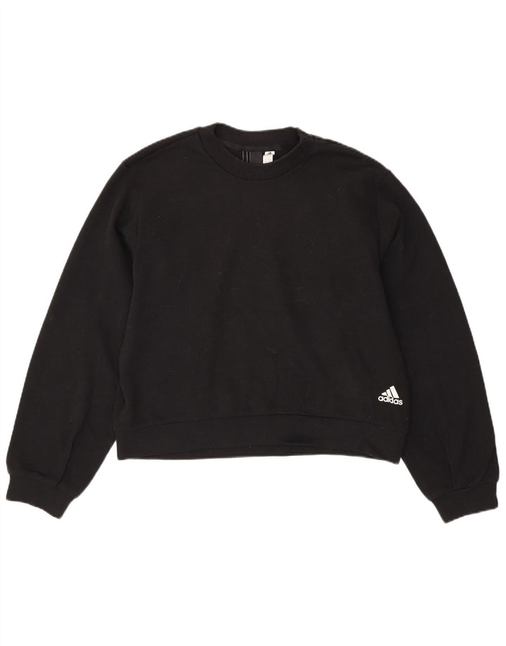 ADIDAS Damen Crop Oversized Sweatshirt Pullover UK 8/10 Small Schwarz