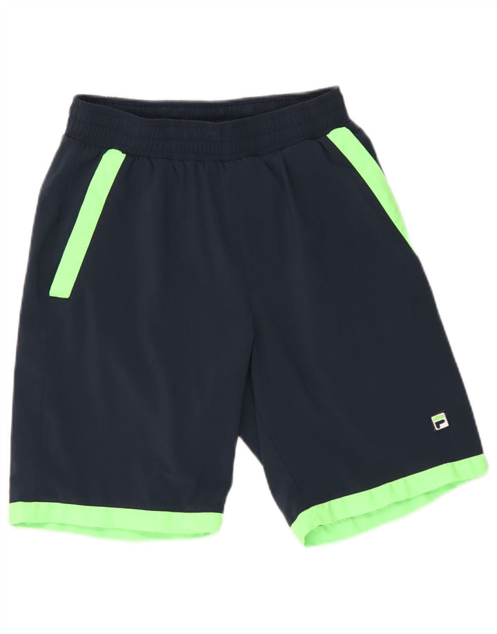 Fila Herren-Sportshorts, mittelgroß, marineblau, Colourblock-Polyester