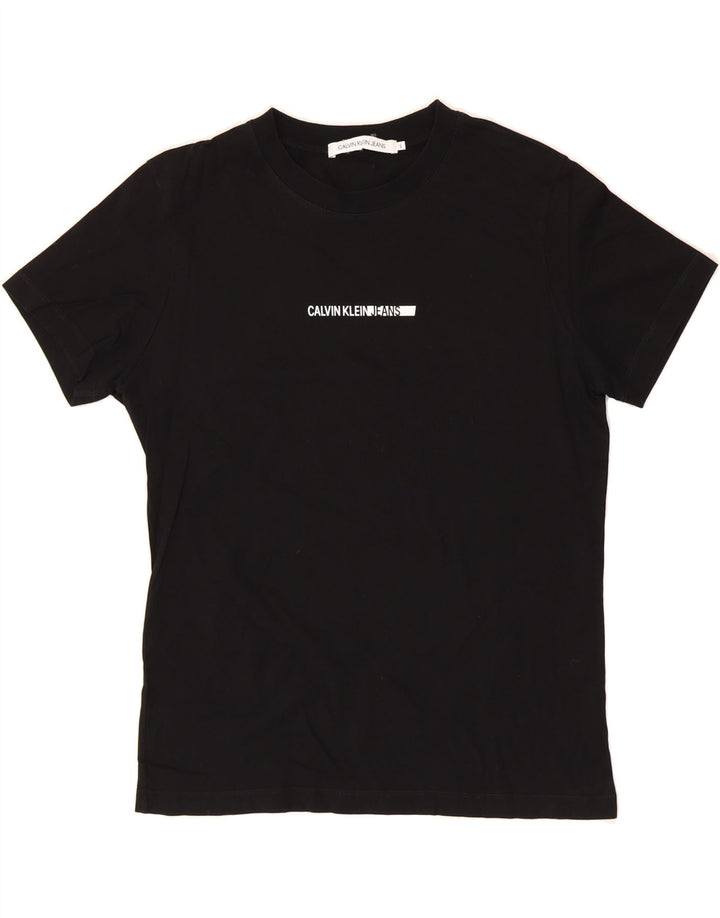 CALVIN KLEIN JEANS Mens Graphic T-Shirt Top Large Black Vintage Calvin Klein Jeans and Second-Hand Calvin Klein Jeans from Messina Hembry 
