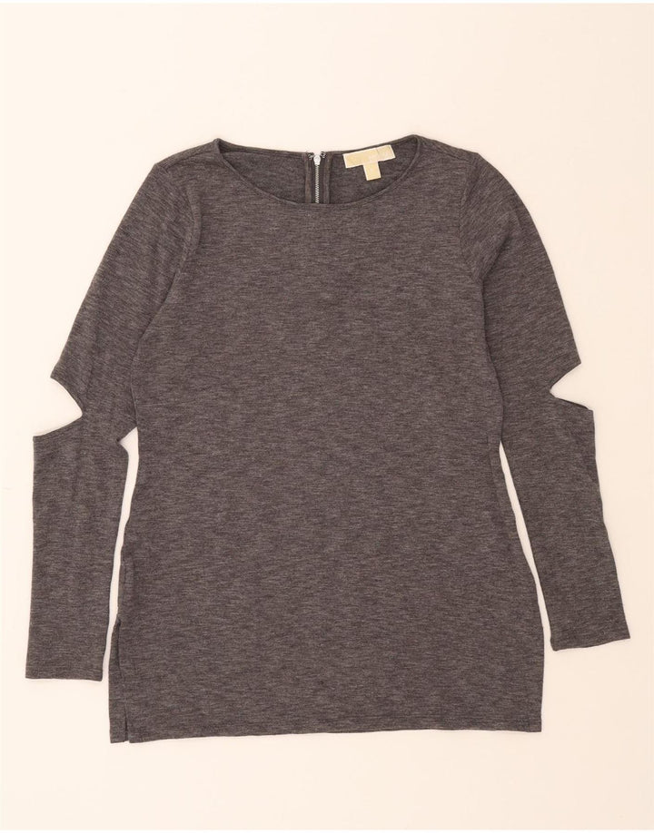 MICHAEL KORS Womens Boat Neck Jumper Sweater UK 14 Medium Grey Polyester Vintage Michael Kors and Second-Hand Michael Kors from Messina Hembry 